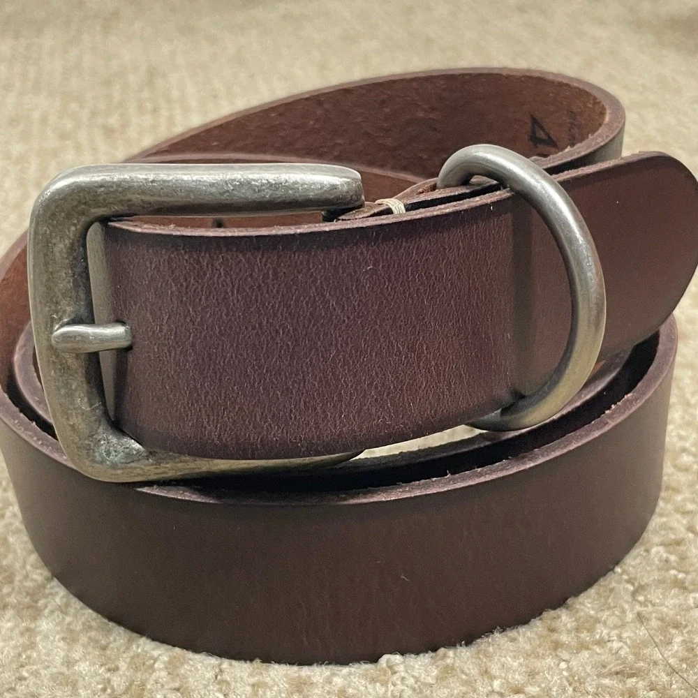 Lucky Brand Leather Belt Mens 40 Burgundy Brown D-Ring Buckle BKMSUM251 Heritage